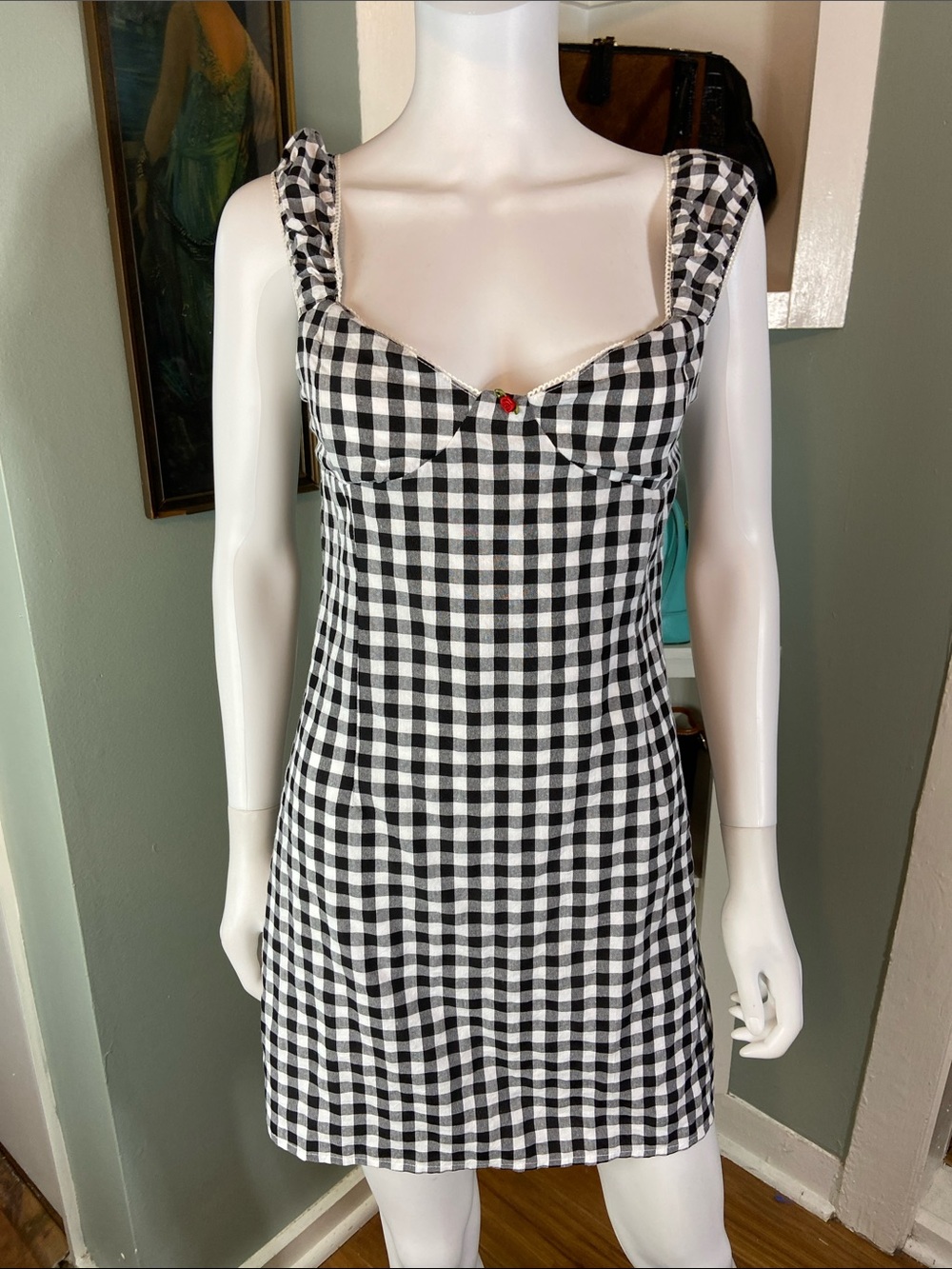 Pretty Garbage Black & White Gingham Mini Dress Small S